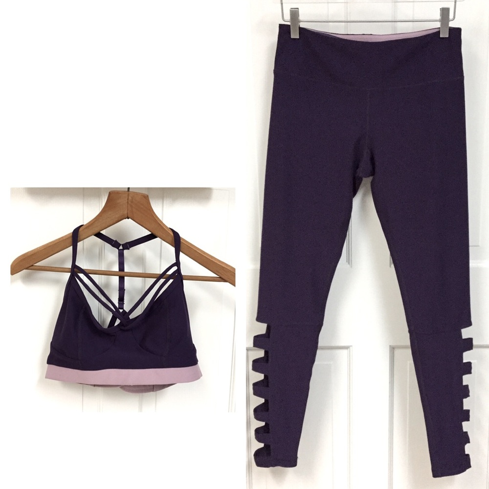SCORPIO SOL sz Medium and Small Workout Set Yoga Pilates Leggings Top Purple